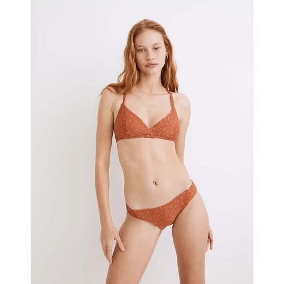 NEW Madewell Second Wave Classic Bikini Bottom in Night Stars, Afterglow red, XL - Picture 2 of 6